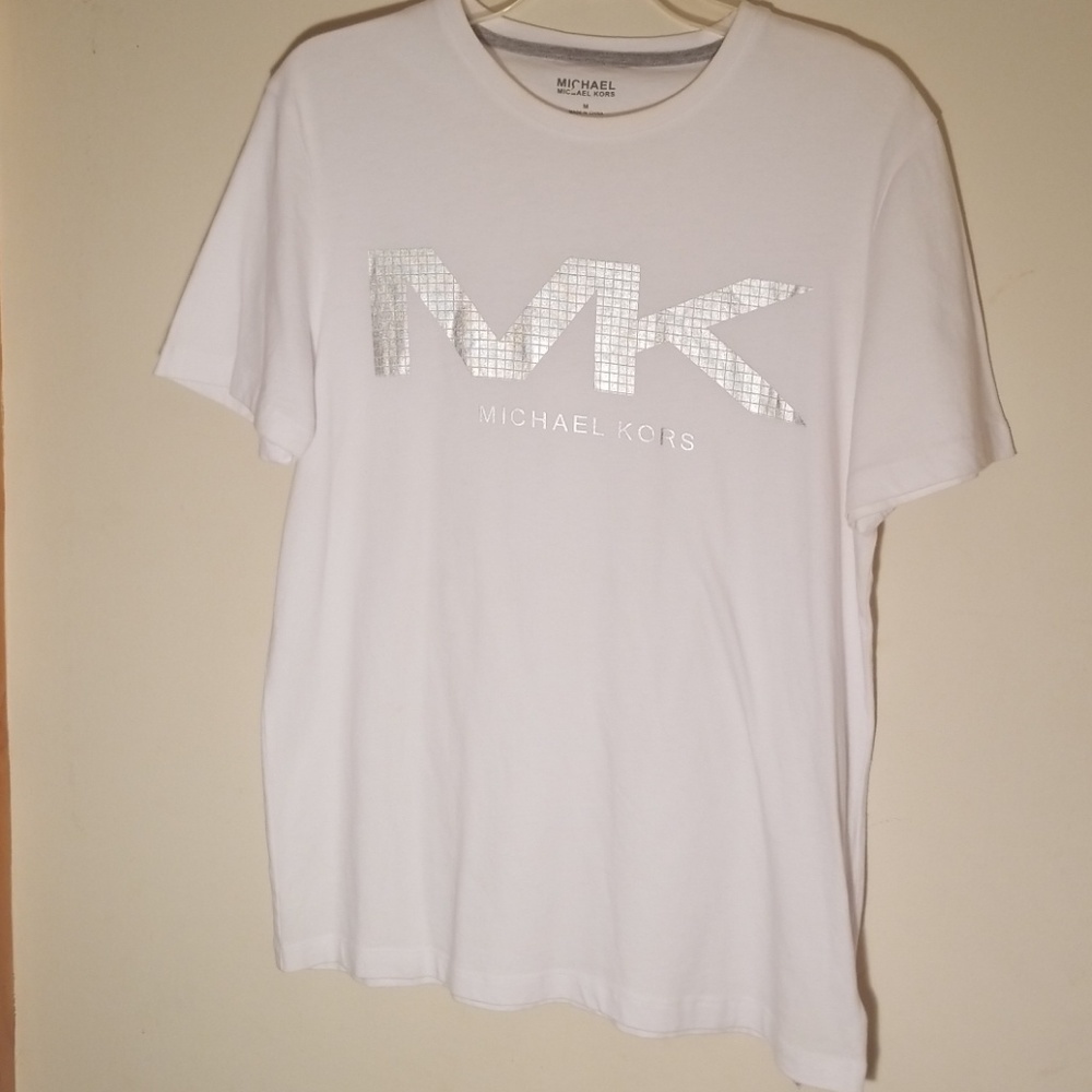 Michael Kors TShirt  White w silver graphic Size M